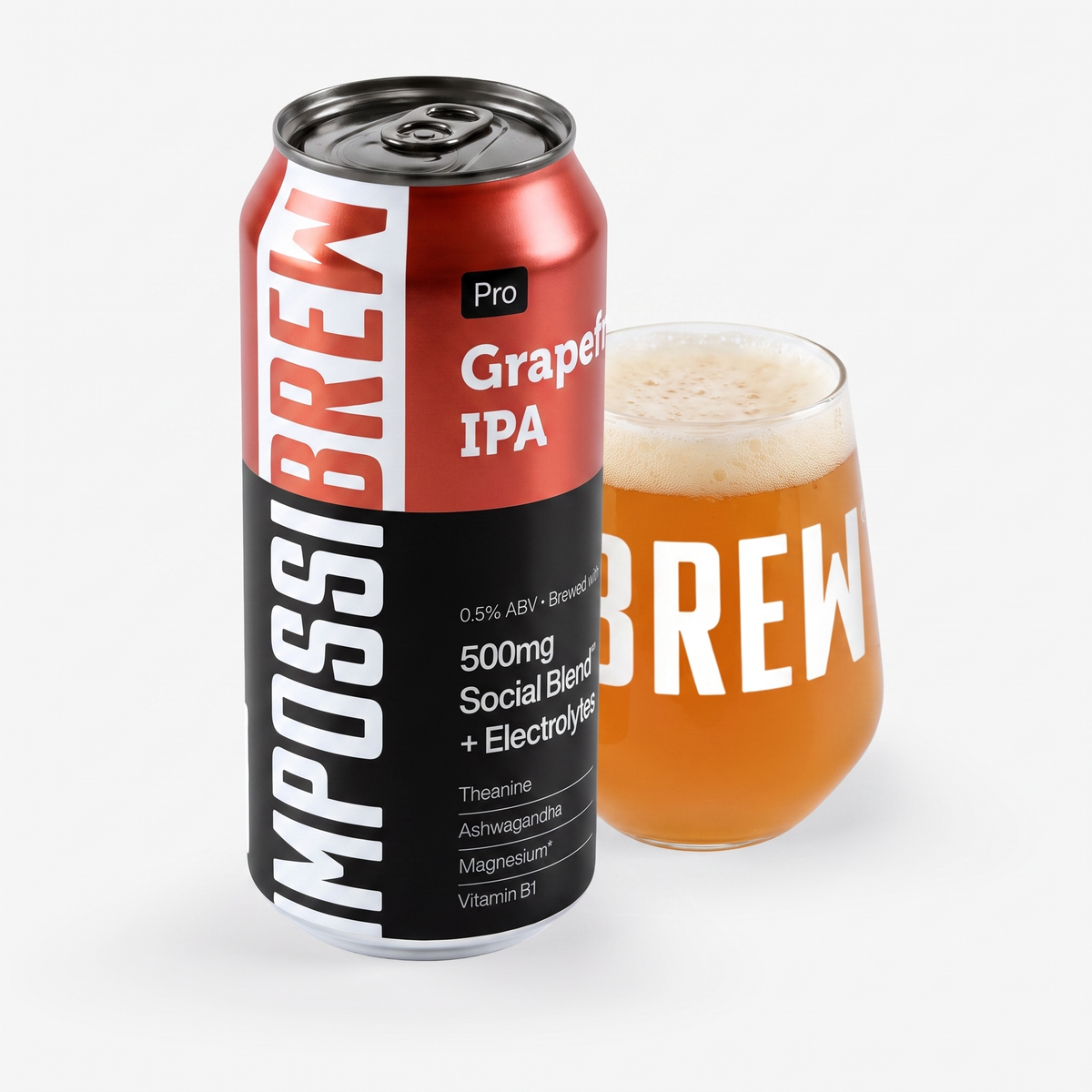 IMPOSSIBREW Pro Grapefruit IPA can and glass main product image